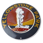 Vintage National Park Sign – Yellowstone Old Faithful Gas Pump Porcelain Sign - Image 2