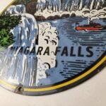 Vintage Niagara Falls Sign – USA Canada Travel Gas Pump Porcelain Ad Sign - Image 14