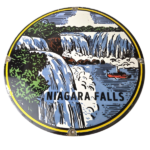 Vintage Niagara Falls Sign – USA Canada Travel Gas Pump Porcelain Ad Sign - Image 2