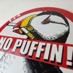 Vintage No Puffin Cigarette Sign – Tobacco Smoking Porcelain Gas Pump Plate Sign - Image 12