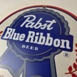 Vintage Pabst Blue Ribbon Beer Porcelain Sign – Ribbon Badge Logo Sign - Image 12