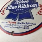 Vintage Pabst Blue Ribbon Beer Porcelain Sign – Ribbon Badge Logo Sign - Image 14