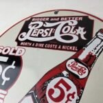 Vintage Pepsi-Cola 5¢ Bottle Porcelain Sign – Worth Dime Nickel Sign - Image 12