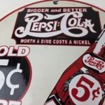 Vintage Pepsi-Cola 5¢ Bottle Porcelain Sign – Worth Dime Nickel Sign - Image 3