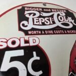 Vintage Pepsi-Cola 5¢ Bottle Porcelain Sign – Worth Dime Nickel Sign - Image 5