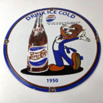 Vintage Pepsi Porcelain Sign – Woody Beverage Drink Cola Gas Service Sign - Image 15