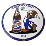 Vintage Pepsi Porcelain Sign – Woody Beverage Drink Cola Gas Service Sign - Image 2