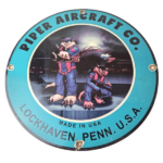 Vintage Piper Aircraft Sign – Lockhaven USA Gas Airplane Porcelain Sign - Image 2