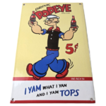 Vintage Popeye Porcelain Sign – Drink 5¢ I Yam What I Yam Sign - Image 2