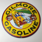 Vintage Porcelain Gilmore Gasoline Sign – Old Comic Service Station Sign - Image 13