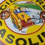 Vintage Porcelain Gilmore Gasoline Sign – Old Comic Service Station Sign - Image 4