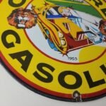 Vintage Porcelain Gilmore Gasoline Sign – Old Comic Service Station Sign - Image 7