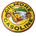 Vintage Porcelain Gilmore Gasoline Sign – Old Comic Service Station Sign