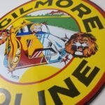 Vintage Porcelain Gilmore Gasoline Sign – Old Comic Service Station Sign - Image 9