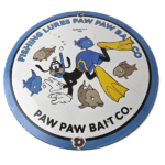 Vintage Porcelain Sign – Paw Paw Bait Goofy Fishing Lures Gas Service Pump Sign - Image 2