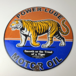 Vintage Power Lube Gasoline Sign – Tiger Motor Oil Gas Pump Ad Porcelain Sign - Image 12