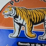 Vintage Power Lube Gasoline Sign – Tiger Motor Oil Gas Pump Ad Porcelain Sign - Image 3