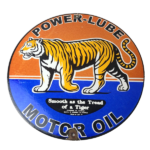 Vintage Power Lube Gasoline Sign – Tiger Motor Oil Gas Pump Ad Porcelain Sign