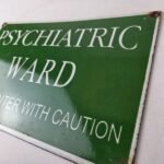 Vintage Psychiatric Ward Sign – Warning Caution Porcelain Gas Pump Sign - Image 12