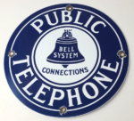 Vintage Public Telephones Sign – Bell System Gas Pump Porcelain Phone Booth Sign - Image 2