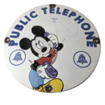 Vintage Public Telephones Sign Porcelain – Bell System Phone Booth Mickey Sign