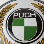 Vintage Puch Sign – Porcelain Gas Pump Service Mopeds Bicycle Auto Bike Sign - Image 3