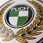 Vintage Puch Sign – Porcelain Gas Pump Service Mopeds Bicycle Auto Bike Sign - Image 4