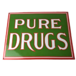 Vintage Pure Drugs Sign – Porcelain General Store Country Gas Oil Pump Sign - Image 2