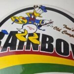 Vintage Rainbow Gasoline Sign – Porcelain Advertising Gas Pump Sign - Image 3