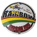Vintage Rainbow Gasoline Sign – Porcelain Advertising Gas Pump Sign - Image 2