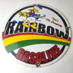 Vintage Rainbow Gasoline Sign – Porcelain Advertising Gas Pump Sign - Image 8