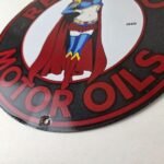 Vintage Red Head Motor Oil Sign – Gasoline Pump Superwoman Porcelain Sign - Image 14