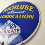 Vintage Richlube Gasoline Sign – Lubricate Engine Gas Oil Pump Porcelain Sign - Image 13