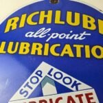 Vintage Richlube Gasoline Sign – Lubricate Engine Gas Oil Pump Porcelain Sign - Image 3