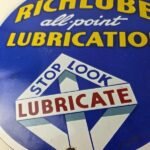 Vintage Richlube Gasoline Sign – Lubricate Engine Gas Oil Pump Porcelain Sign - Image 4