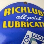 Vintage Richlube Gasoline Sign – Lubricate Engine Gas Oil Pump Porcelain Sign - Image 5