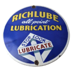 Vintage Richlube Gasoline Sign – Lubricate Engine Gas Oil Pump Porcelain Sign - Image 2