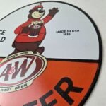 Vintage Root Beer Sign – A&W Beverage Bear Mug Gas Advertising Pump Ad Sign - Image 13