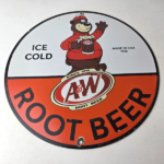 Vintage Root Beer Sign – A&W Beverage Bear Mug Gas Advertising Pump Ad Sign - Image 15