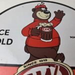 Vintage Root Beer Sign – A&W Beverage Bear Mug Gas Advertising Pump Ad Sign - Image 3