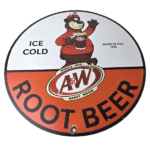 Vintage Root Beer Sign – A&W Beverage Bear Mug Gas Advertising Pump Ad Sign - Image 2