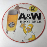 Vintage Root Beer Sign – A&W Beverage Homer Simpson Porcelain Gas Pump Sign - Image 15