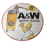 Vintage Root Beer Sign – A&W Beverage Homer Simpson Porcelain Gas Pump Sign - Image 2
