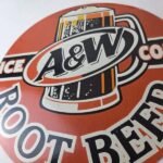 Vintage Root Beer Sign – A&W Beverage Old Fashion Porcelain Gas Pump Sign - Image 4