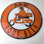 Vintage Root Beer Sign – A&W Old Fashioned Beverage Scooter Gas Oil Pump Sign - Image 15