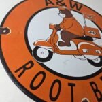 Vintage Root Beer Sign – A&W Old Fashioned Beverage Scooter Gas Oil Pump Sign - Image 6