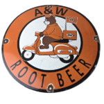 Vintage Root Beer Sign – A&W Old Fashioned Beverage Scooter Gas Oil Pump Sign - Image 2
