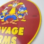 Vintage Savage Arms Sign – Goofy Porcelain Service Gun Ammo Gas Oil Pump Sign - Image 9