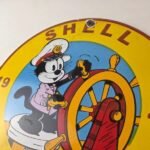 Vintage Shell Gasoline Sign – Felix Gas Pump Service Automobile Motor Oil Sign - Image 12