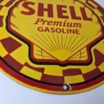 Vintage Shell Gasoline Sign – Gas Pump PorcelainPremium Motor Oil Sign - Image 11